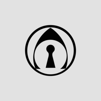 resumen ojo de cerradura símbolo dentro un circulo en gris antecedentes vector