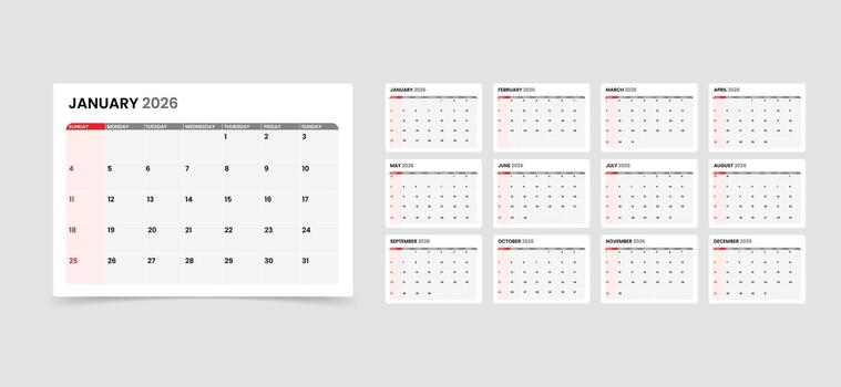 Organize 2026 with Style. Minimal Monthly Planner for Every Purpose vector