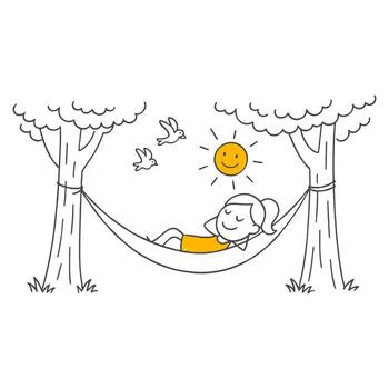 un Perfecto mediodía siesta en el corazón de naturaleza soleado hamaca deleite Entre el arboles vector