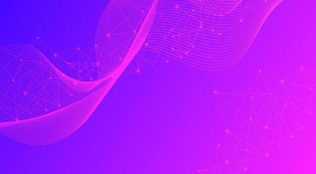 Abstract futuristic technology background with pink line waves and network connections vector