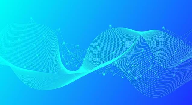 Abstract blue background with connected lines and dots pattern vector