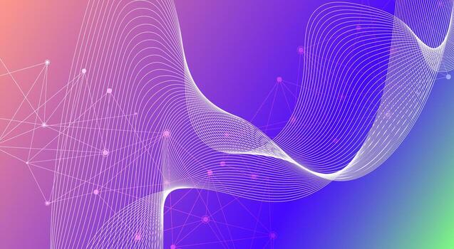 Abstract network background with interconnected nodes and flowing white lines vector