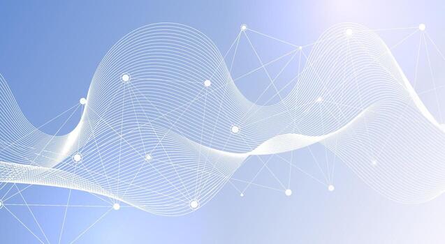 Abstract Technology Background with White Lines and Connecting Dots vector