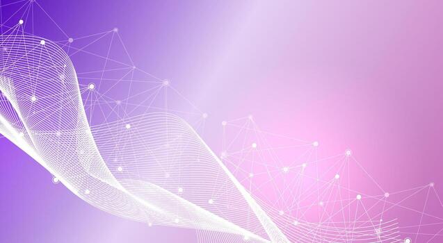 Modern abstract background with purple and pink gradient and network connection vector