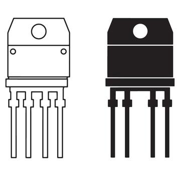 illustration of two stylized electronic component icons with a transistor design vector