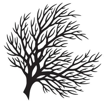 silueta de un árbol con entrelazados ramas en un limpiar blanco antecedentes vector