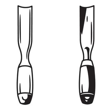 Two hand tools illustration simple graphics of a chisel isolated on white background vector