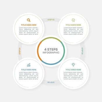 Modern Circular Cycle Round Infographic Design Template with 4 Data Points vector