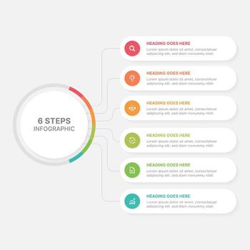 Modern Circular Infographic Design Template with 6 Data Point vector