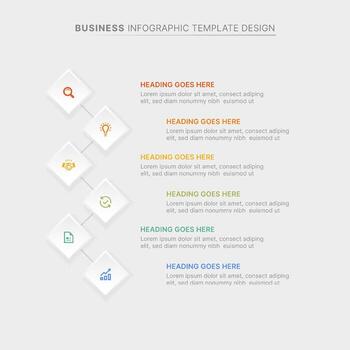 Simple List Business Infographic Design Template with 6 Data Points vector