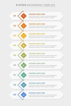 Modern List Business Infographic Design Template with 9 Data Points vector
