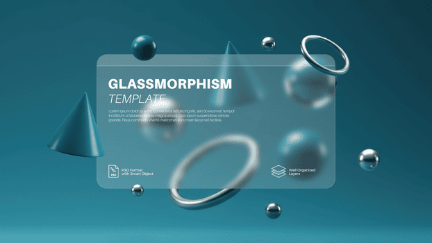 vetromorfismo modello con 3d sfere e coni nel un' alzavola pendenza sfondo, con un' smerigliato carta psd