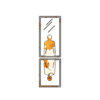 illustration av en reflekterande spegel bild av en person med höst löv, isolerat på transparent bakgrund, symboliserar introspektion och de ändring säsonger png