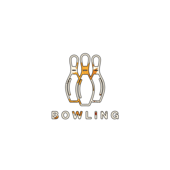 ilustração do três boliche alfinetes arranjado ordenadamente, isolado em transparente fundo, com uma à moda Projeto e a palavra boliche debaixo de, criando uma desportivo vibração png