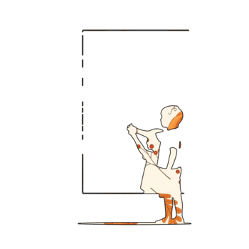 Illustration of a conceptual illustration of a person reaching for a frame, isolated on transparent background, symbolizing aspiration, boundary, and artistic expression png