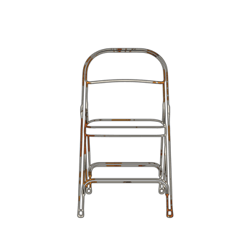 Illustration of a minimalist line drawing of a step ladder, isolated on transparent background, representing assistance, elevation, and simple structural design png