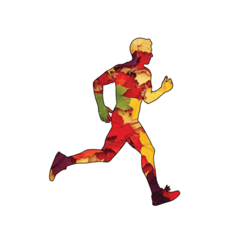 Illustration of a runner with colorful abstract pattern isolated on transparent background, showcasing a unique blend of athleticism and artistic expression in a dynamic pose png