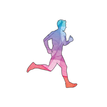 Illustration of an abstract illustration of a running man isolated on transparent background, showcasing movement and energy in a colorful and dynamic design png