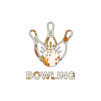 illustration av bowling logotyp isolerat på transparent bakgrund med en boll slå stift, visa upp en dynamisk design med höst löv mönster för en unik Rör png