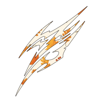 Illustration of abstract jagged shape filled with autumn leaves and berries, isolated on transparent background, creating a unique and seasonal graphic element png