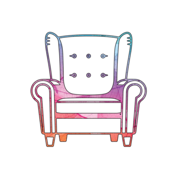 ilustração do silhueta do a poltrona isolado em transparente fundo, com uma colorida e estampado preencher, criando uma moderno e artístico mobília Projeto png