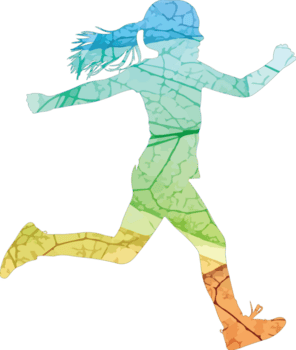 Illustration von ein bunt Silhouette von ein Laufen Mädchen, isoliert auf transparent Hintergrund, erfasst Bewegung und Energie mit ein Mischung von beschwingt Farben und dynamisch Linien png