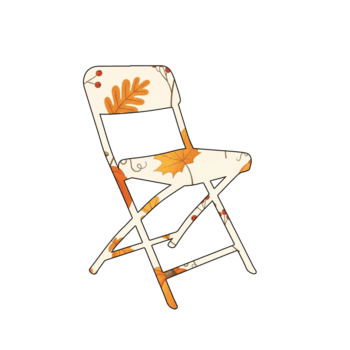 ilustración de un plegable silla, aislado en transparente fondo, con otoño hojas y bayas modelo en sus superficie, creando un único y estacional mueble diseño png