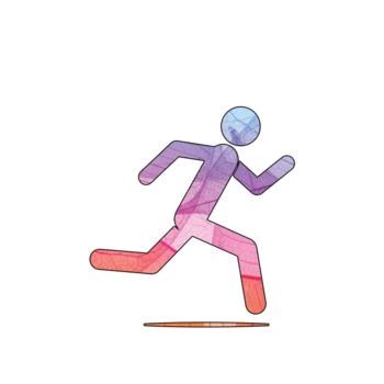 illustrazione di un' colorato bastone figura in esecuzione isolato su trasparente sfondo, in mostra un' dinamico posa e vivace sfumature, la creazione di un' senso di movimento e energia png
