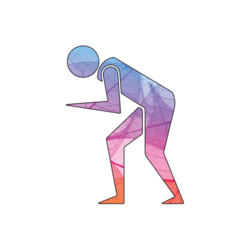 illustrazione di stilizzato illustrazione di un' persona curvatura al di sopra di isolato su trasparente sfondo il figura è pieno con un' colorato modello, la creazione di un' moderno design png