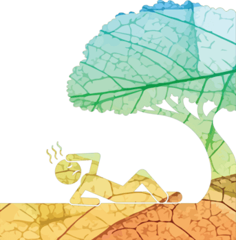 illustration av person vilar under träd isolerat på transparent bakgrund, representerar skugga, lättnad från värme, och de enkel nöje av avkopplande i natur png