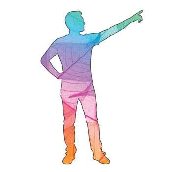 illustrazione di colorato silhouette di un' puntamento uomo isolato su trasparente sfondo, mescolanza vivace tonalità e moderno design nel un' dinamico artistico rappresentazione png