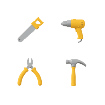 isolé assortiment de construction instruments contre une transparent minimaliste réglage png