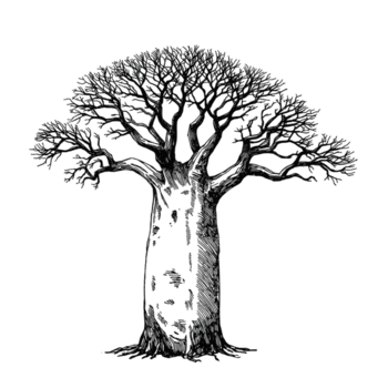 Abstract depiction of a solitary arboreal form against a stark canvas evocative illustration png