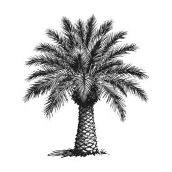 silhouette paume arbre contre une transparent réglage ajoute subtil profondeur et visuel intrigue pour png