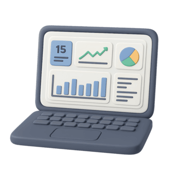 3d rendere di il computer portatile visualizzazione attività commerciale analitica e dati visualizzazione. png