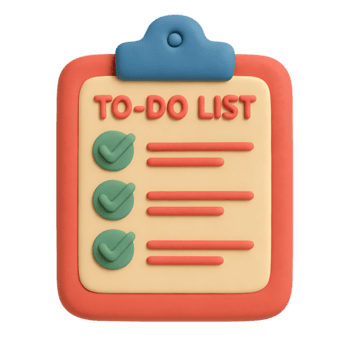 Clay ToDo List Icon with Checkmarks and Text Lines. png