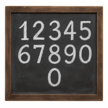 svarta tavlan med tal från noll till nio anordnad i rader isolerat på en vit bakgrund. png