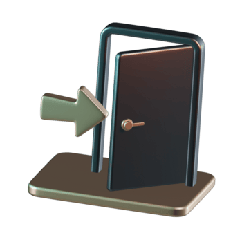 azul-petróleo aberto porta e para a direita seta 3d ícone png