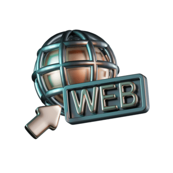 global internet bläddring symbol med text låda 3d ikon png
