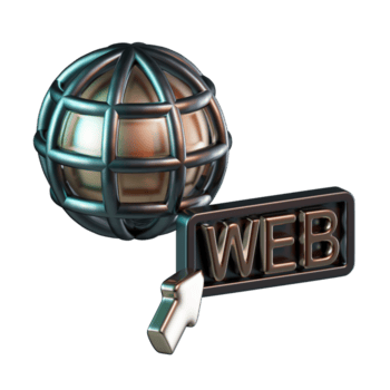 bronze e cerceta rede Acesso esfera e ponteiro 3d ícone png