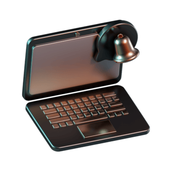 notitieboekje computer inkomend alarm geluid symbool 3d icoon png