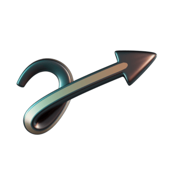 Hooked Backwards Loop Arrow Pointing Up Right 3D Icon png