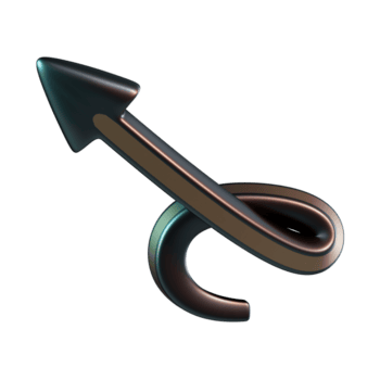 Twisted Knot Loop Arrow Pointing Up Left 3D Icon png