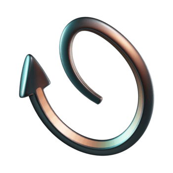Elliptical Loop Arrow Pointing Down Left 3D Icon png