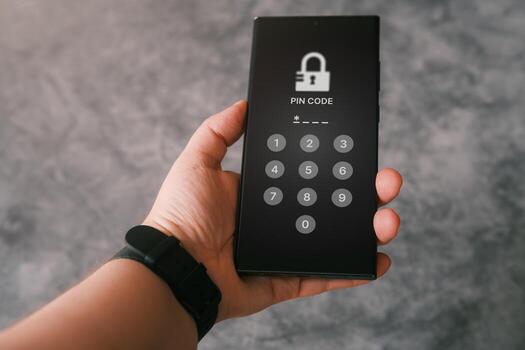 Woman use smartphone with two factor authentication protection. Cybersecurity and privacy protect data. Personal online privacy. Cyber hacker threat. photo