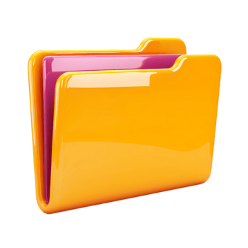 Colorful glossy folder icon with open pages on transparent background png