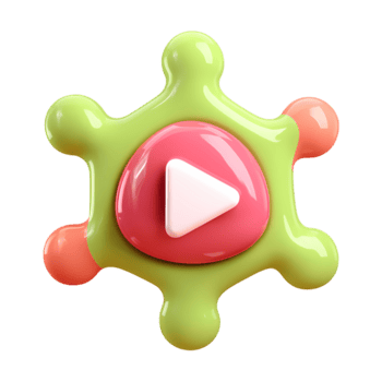 3d render of a colorful play button icon star shape on transparent background png