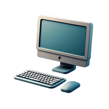 verde azulado pantalla escritorio computadora teclado ratón 3d icono aislado en un transparente antecedentes png