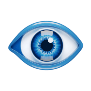Blue Eye 3D Icon Shiny Glossy Realistic isolated on a transparent background 3D eye png