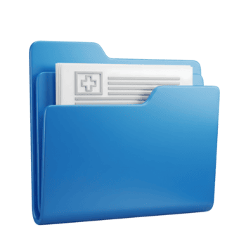 azul Arquivo pasta com médico documento 3d ícone isolado em uma transparente fundo png